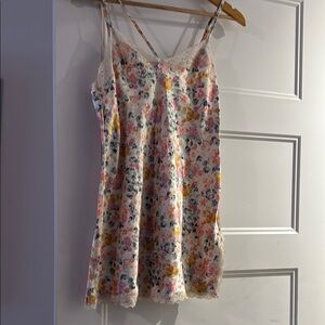 Victoria Secret Pink and Orange Floral Chemise with Adjustable Straps